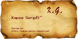 Kapsa Gergő névjegykártya